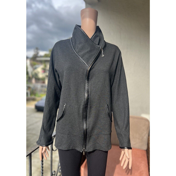 Joseph Ribkoff Womens Blazer Gray Fitted Mock Neck Full Zip Jacket 8 - Picture 2 of 6